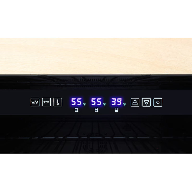 29.5-In W 135 -Bottles Stainless Steel/Wood Dual Zone Cooling Built-In/Freestanding Indoor Wine Cooler