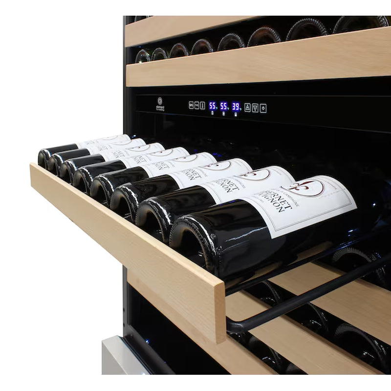 29.5-In W 135 -Bottles Stainless Steel/Wood Dual Zone Cooling Built-In/Freestanding Indoor Wine Cooler