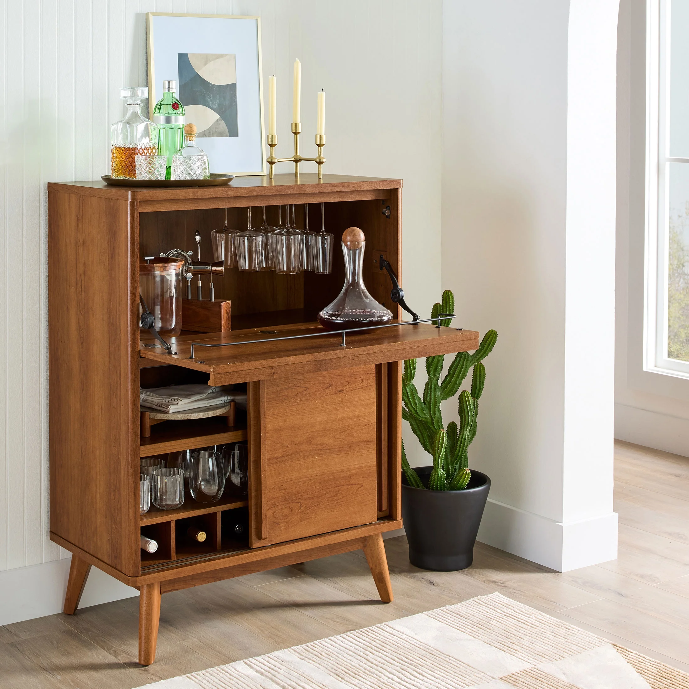 Greyson Bar Cabinet, Acorn Finish