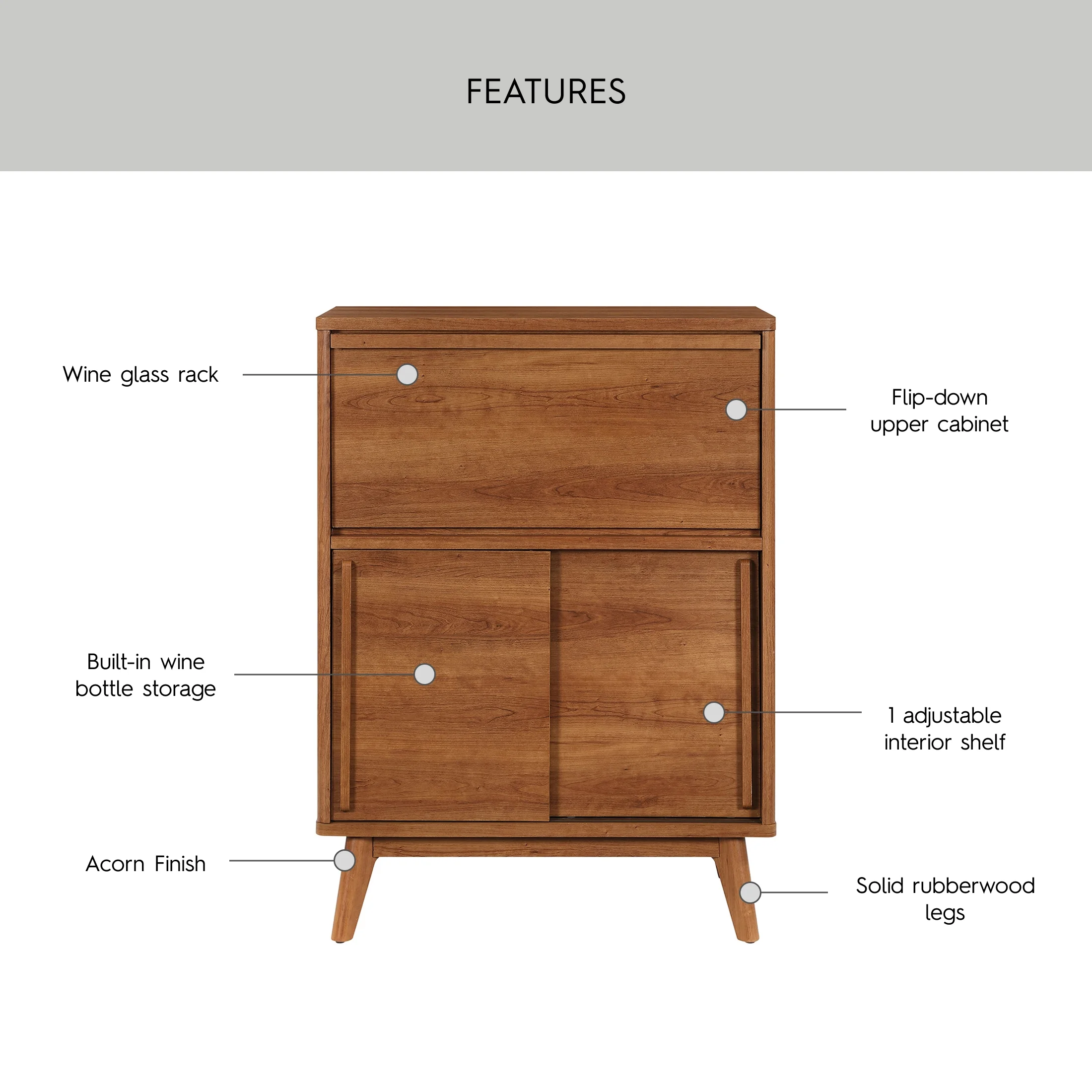 Greyson Bar Cabinet, Acorn Finish