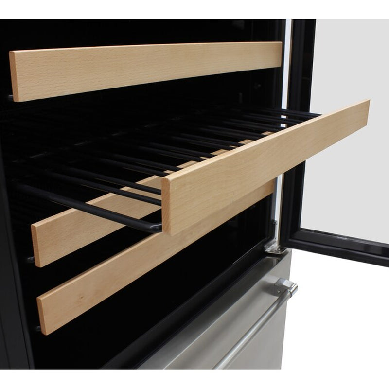 29.5-In W 135 -Bottles Stainless Steel/Wood Dual Zone Cooling Built-In/Freestanding Indoor Wine Cooler
